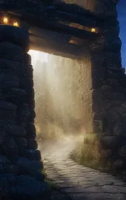 Antik Taş Kapı ve Tarihi Tapınak Dokusu – Sinematik Atmosfer